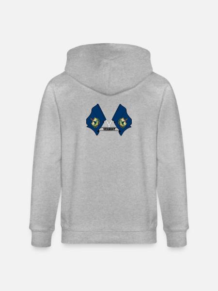 Two flags text VERMONT - Stanley/Stella CULTIVATOR  Unisex Organic Hooded Jacket - heather grey
