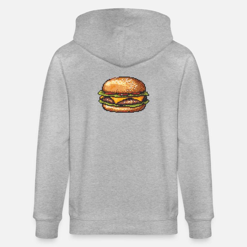 8Bit Hamburger Pixelkunst - Stanley/Stella Unisex Bio-Kapuzenjacke CULTIVATOR  - Grau meliert