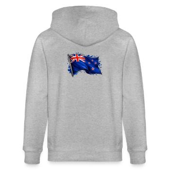 drapeau de la Nouvelle-Zélande - Veste à capuche bio CULTIVATOR Stanley/Stella Unisexe - gris chiné - Dos - Luana (180cm)