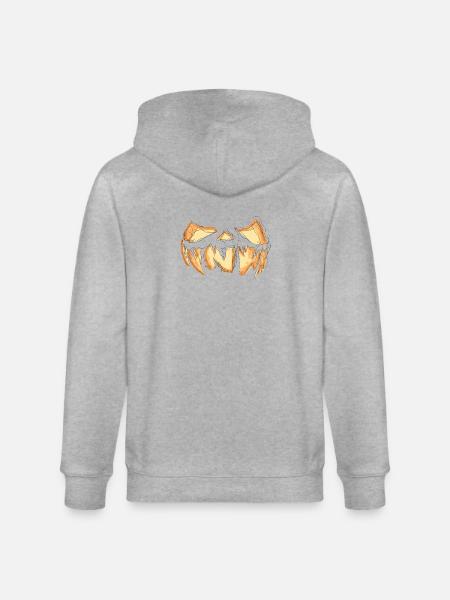 Pumpkin Face Halloween Scribble - Stanley/Stella CULTIVATOR  Unisex Organic Hooded Jacket - heather grey