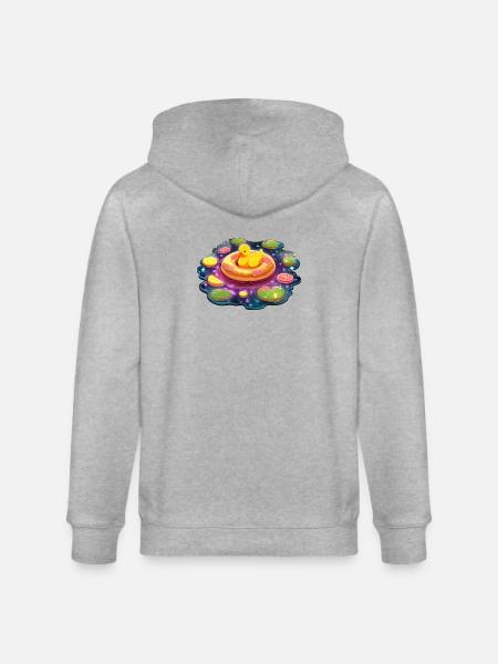 Donut ducks in galaxy lake - Stanley/Stella CULTIVATOR  Unisex Organic Hooded Jacket - heather grey