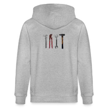Pince marteau Craftsman pour illustration d’outils - Veste à capuche bio CULTIVATOR Stanley/Stella Unisexe - gris chiné - Dos - Luana (180cm)