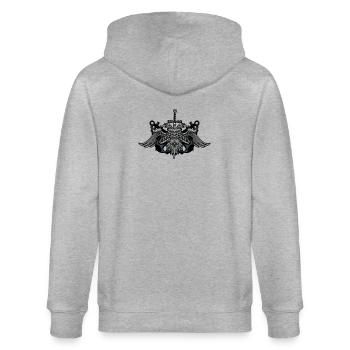 Twin Eagle Crest with Sword - Stanley/Stella CULTIVATOR  Unisex Organic Hooded Jacket - heather grey - Back - Luana (180cm)