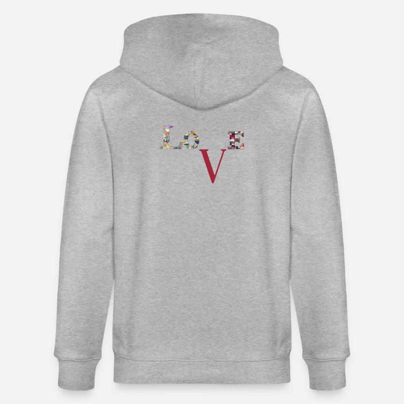 Liebe Patchwork-Typografie - Stanley/Stella Unisex Bio-Kapuzenjacke CULTIVATOR  - Grau meliert