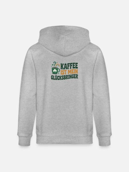 Kaffee ist mein Glücksbringer - Stanley/Stella Unisex Bio-Kapuzenjacke CULTIVATOR - Grau meliert