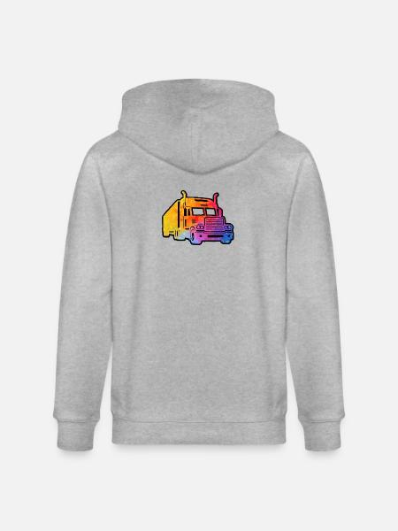 Bunter Lkw - Stanley/Stella Unisex Bio-Kapuzenjacke CULTIVATOR  - Grau meliert
