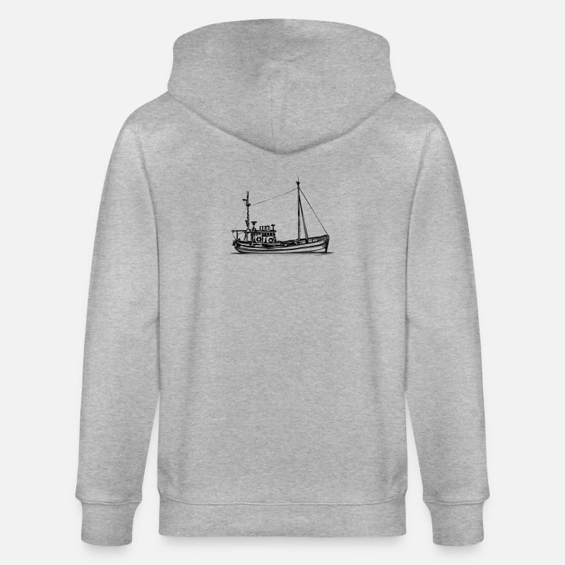 Fischkutter & Krabbenkutter - Illustration - Stanley/Stella Unisex Bio-Kapuzenjacke CULTIVATOR - Grau meliert