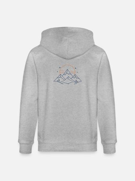 Berglandschaft mit Sonne - Stanley/Stella Unisex Bio-Kapuzenjacke CULTIVATOR - Grau meliert
