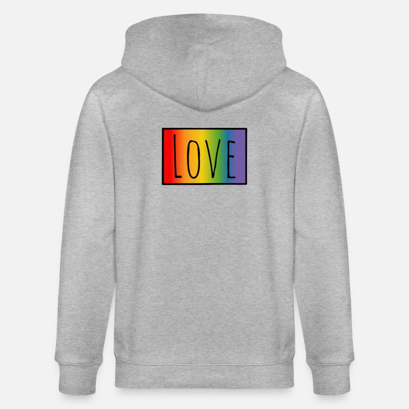 CSD Tshirt Regenbogen Love - Stanley/Stella Unisex Bio-Kapuzenjacke CULTIVATOR  - Grau meliert