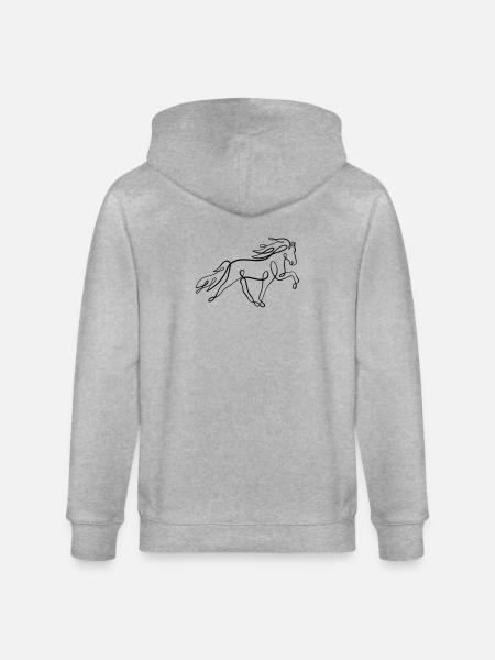 Islandpferd Oneliner im Tölt  - Stanley/Stella Unisex Bio-Kapuzenjacke CULTIVATOR  - Grau meliert