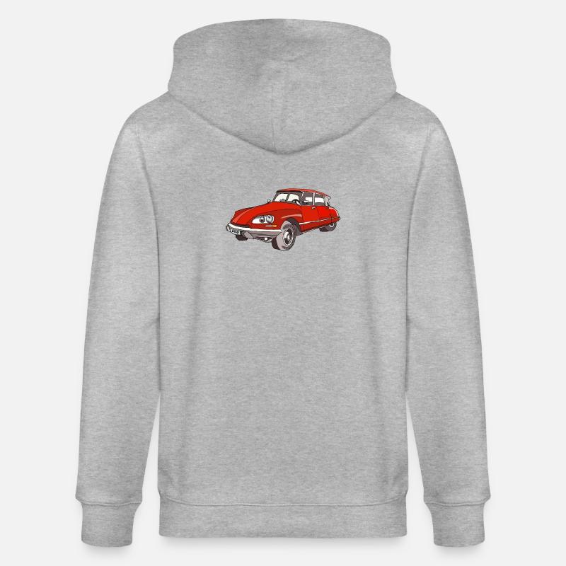 Roter Oldtimer Coupé Illustration - Stanley/Stella Unisex Bio-Kapuzenjacke CULTIVATOR  - Grau meliert