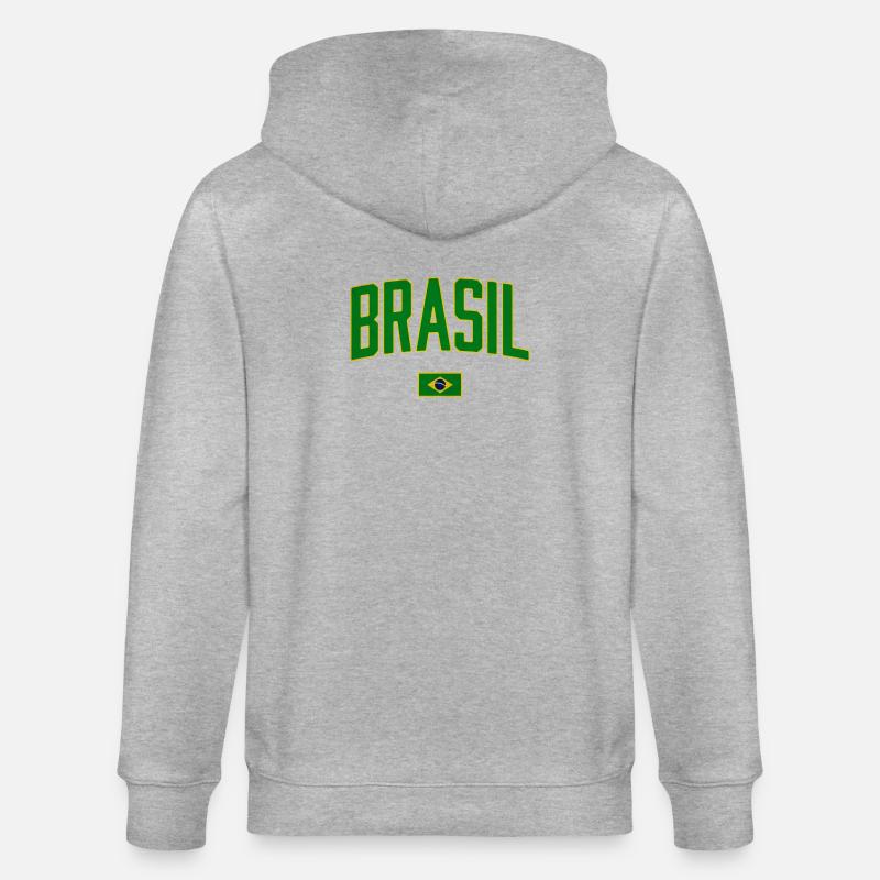 Conception du Brésil avec drapeau national - Veste à capuche bio CULTIVATOR Stanley/Stella Unisexe - gris chiné