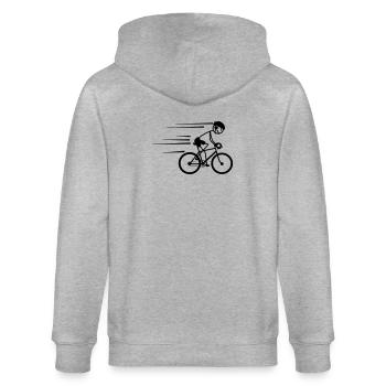 Radfahrer Stickman fährt hart mit Helm auf - Stanley/Stella Unisex Bio-Kapuzenjacke CULTIVATOR  - Grau meliert - Hinten - Luana (180cm)