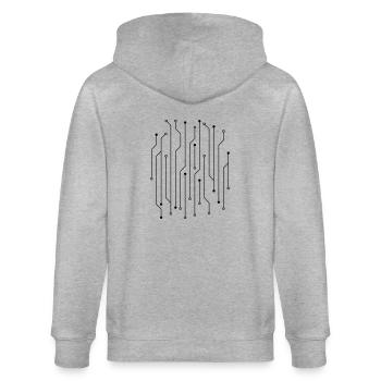 schaltkreis draht daten microchip kreislauf energi - Stanley/Stella Unisex Bio-Kapuzenjacke CULTIVATOR  - Grau meliert - Hinten - Luana (180cm)