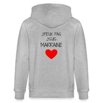 Parrain / Marraine / Filleule / Filleul - Veste à capuche bio CULTIVATOR Stanley/Stella Unisexe - gris chiné - Dos - Luana (180cm)