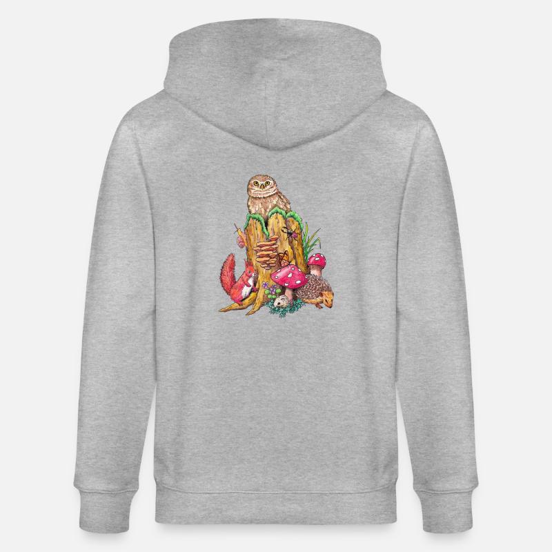 Animaux de la forêt - Veste à capuche bio CULTIVATOR Stanley/Stella Unisexe - gris chiné