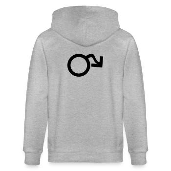 Symbol männlich hängend - Stanley/Stella Unisex Bio-Kapuzenjacke CULTIVATOR  - Grau meliert - Hinten - Luana (180cm)