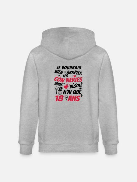 j'ai 18 ans / t-shirt anniversaire 18 ans - Veste à capuche bio CULTIVATOR Stanley/Stella Unisexe - gris chiné