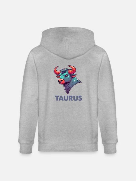 Taurus Cartoon - Stanley/Stella CULTIVATOR  Unisex Organic Hooded Jacket - heather grey