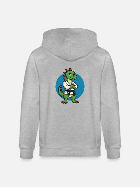 Karate Dragon - Martial Arts, Cartoon - Stanley/Stella CULTIVATOR  Unisex Organic Hooded Jacket - heather grey