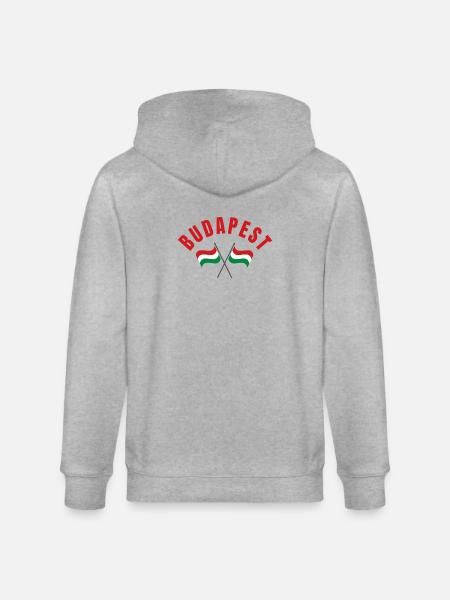 Budapest Hungarian Flags - Stanley/Stella CULTIVATOR  Unisex Organic Hooded Jacket - heather grey