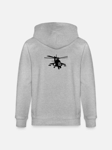 Helicopter Mi-24 - Stanley/Stella CULTIVATOR  Unisex Organic Hooded Jacket - heather grey