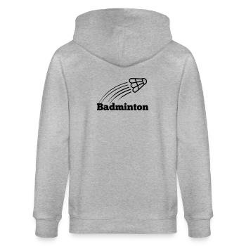 Badmintontext mit hochfliegendem Shuttle - Stanley/Stella Unisex Bio-Kapuzenjacke CULTIVATOR  - Grau meliert - Hinten - Luana (180cm)