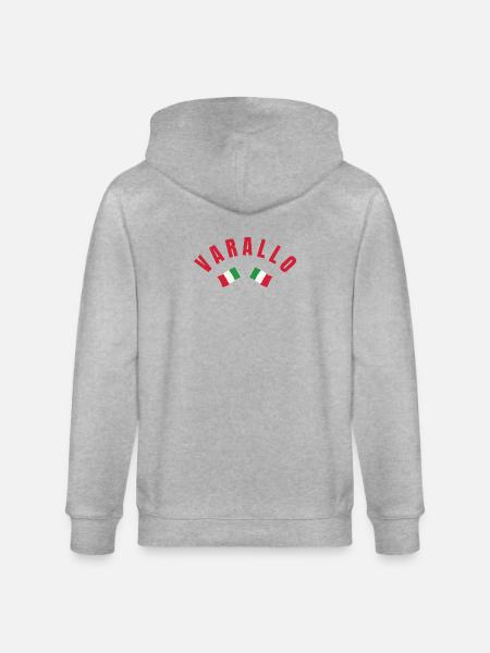 Varallo Italian Crossed Flags - Stanley/Stella CULTIVATOR Unisex Organic Hooded Jacket - heather grey