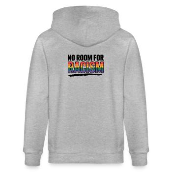 Kein Platz für Rassismus - Cool Pride Logo - Stanley/Stella Unisex Bio-Kapuzenjacke CULTIVATOR  - Grau meliert - Hinten - Luana (180cm)