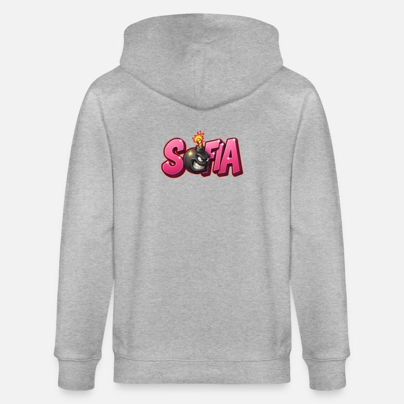 Sofia Graffiti Name Bomb Graffité 3D - Veste à capuche bio CULTIVATOR Stanley/Stella Unisexe - gris chiné