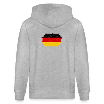 Deutsche Flagge Pinselkunst - Stanley/Stella Unisex Bio-Kapuzenjacke CULTIVATOR  - Grau meliert - Hinten - Luana (180cm)
