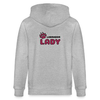 Labrador Lady mit Pfote stolze Hundebesitzerin - Stanley/Stella Unisex Bio-Kapuzenjacke CULTIVATOR  - Grau meliert - Hinten - Luana (180cm)