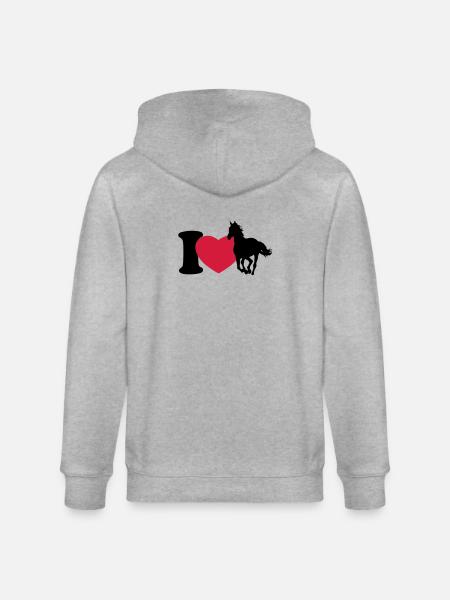 I love horses - Stanley/Stella CULTIVATOR  Unisex Organic Hooded Jacket - heather grey