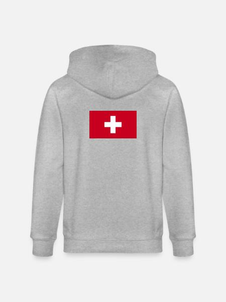 Drapeau national suisse - Veste à capuche bio CULTIVATOR Stanley/Stella Unisexe - gris chiné