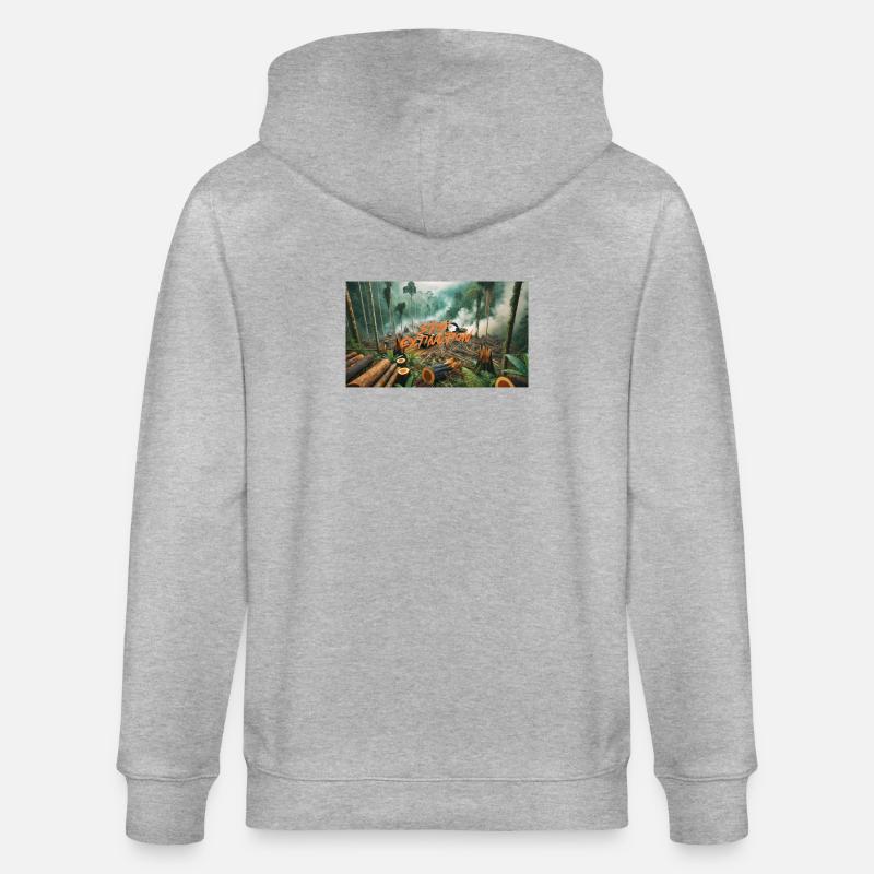 Stop Extinction: Waldschutz Design - Stanley/Stella Unisex Bio-Kapuzenjacke CULTIVATOR  - Grau meliert