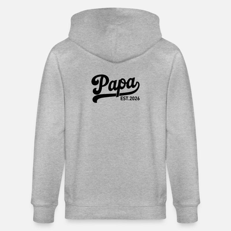 Papa EST 2026 Script Logo - Stanley/Stella Unisex Bio-Kapuzenjacke CULTIVATOR - Grau meliert