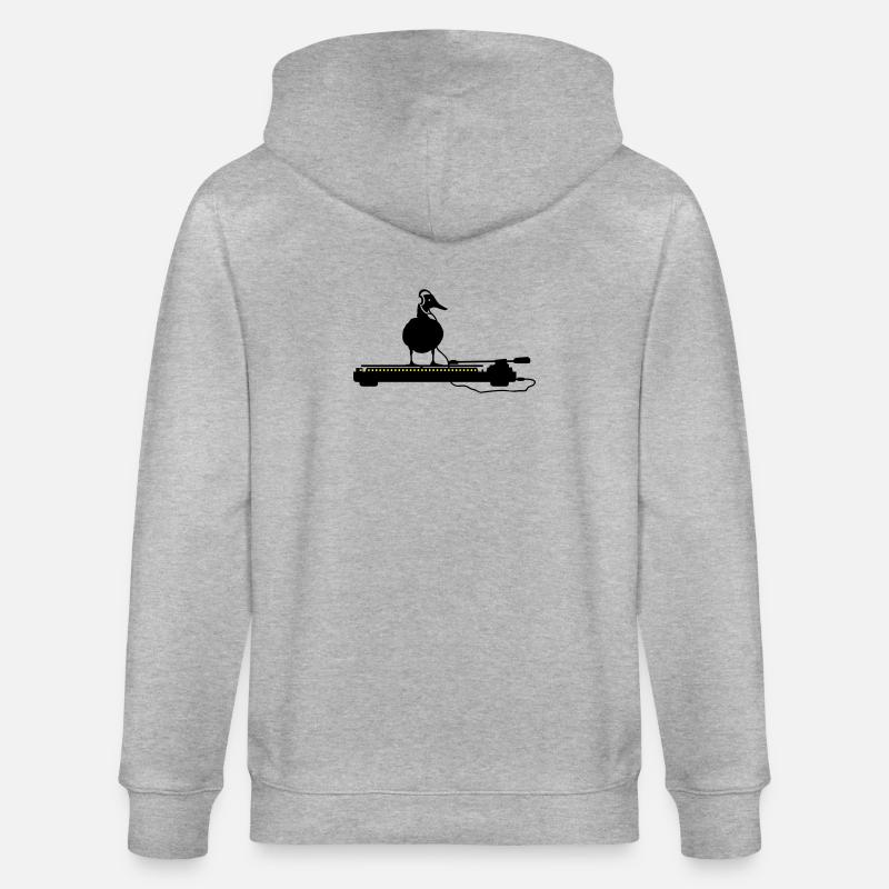 disco duck turntable - Stanley/Stella CULTIVATOR  Unisex Organic Hooded Jacket - heather grey