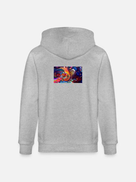 Vivid Abstract Swirl Burst - Stanley/Stella CULTIVATOR  Unisex Organic Hooded Jacket - heather grey