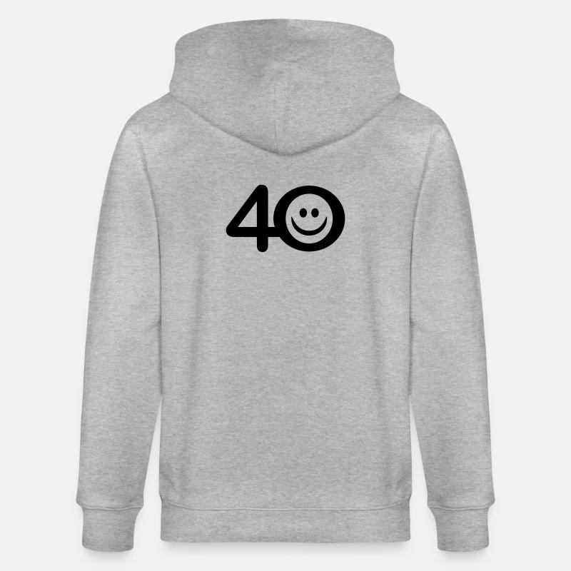 Zum Vierzigsten: 40 mit Lächel-Emoticon - Stanley/Stella Unisex Bio-Kapuzenjacke CULTIVATOR  - Grau meliert