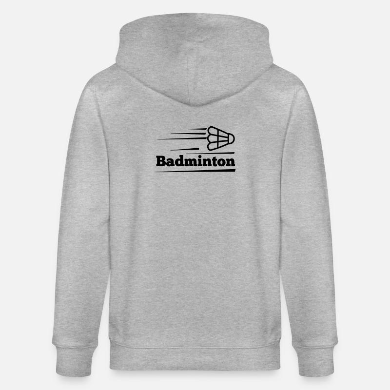 Badmintontext mit überfliegendem Shuttle - Stanley/Stella Unisex Bio-Kapuzenjacke CULTIVATOR  - Grau meliert