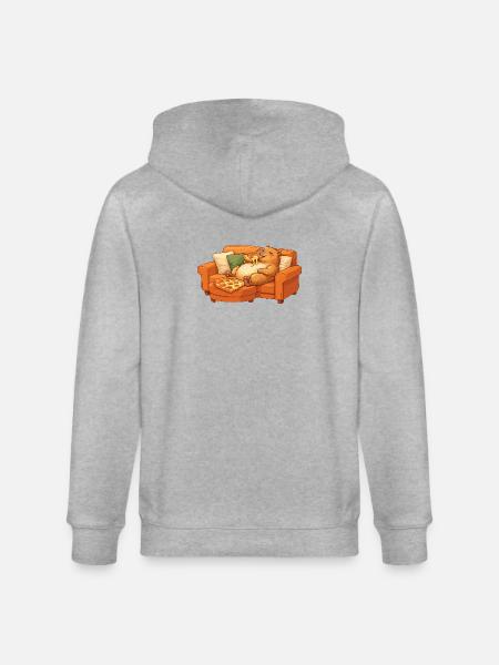 Capybara Sofa Pizza Relaxed Relax Motif - Stanley/Stella CULTIVATOR Unisex Organic Hooded Jacket - heather grey