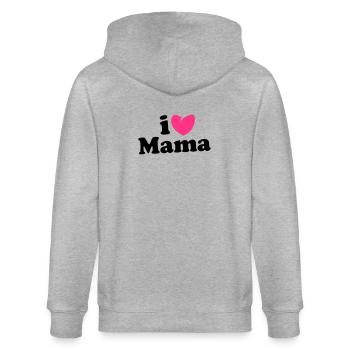 i love mama - i heart mama - ich liebe mutti mom - Stanley/Stella Unisex Bio-Kapuzenjacke CULTIVATOR  - Grau meliert - Hinten - Luana (180cm)