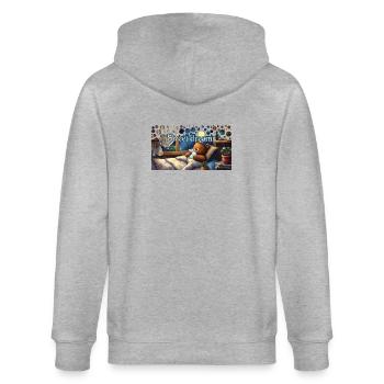 Süße Träume schlafender Bär mit Kuscheltier - Stanley/Stella Unisex Bio-Kapuzenjacke CULTIVATOR  - Grau meliert - Hinten - Luana (180cm)