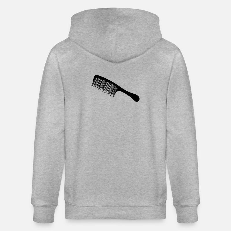 Illustrationskamm mit Barcode - Stanley/Stella Unisex Bio-Kapuzenjacke CULTIVATOR  - Grau meliert