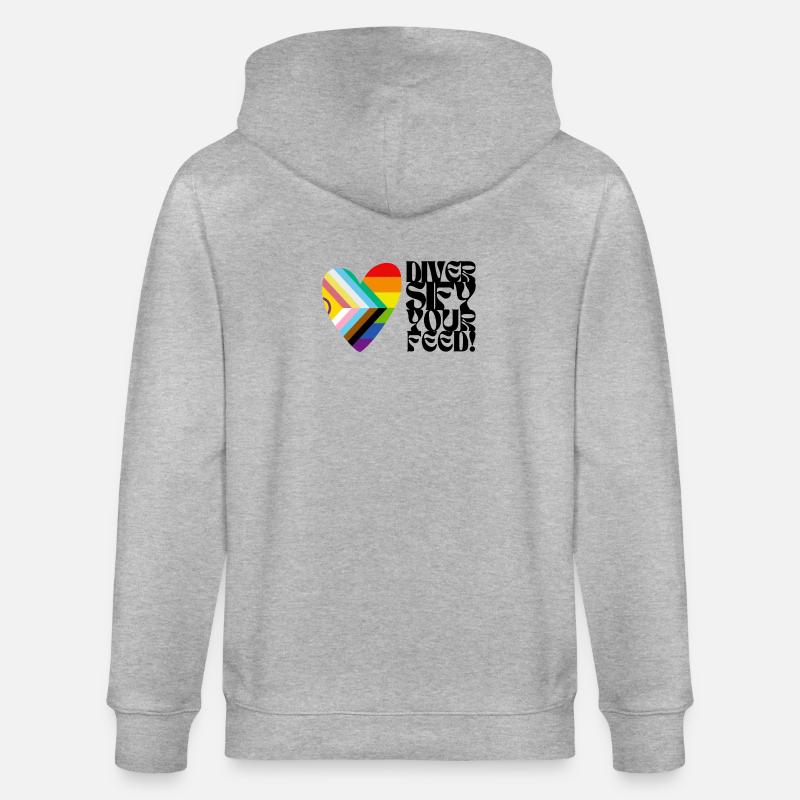 🌈♿ Diversify Your Feed –Progress Pride&Disability - Stanley/Stella Unisex Bio-Kapuzenjacke CULTIVATOR  - Grau meliert