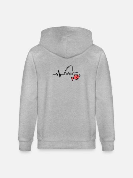 EKG Angelrute Fisch Outline - Stanley/Stella Unisex Bio-Kapuzenjacke CULTIVATOR - Grau meliert