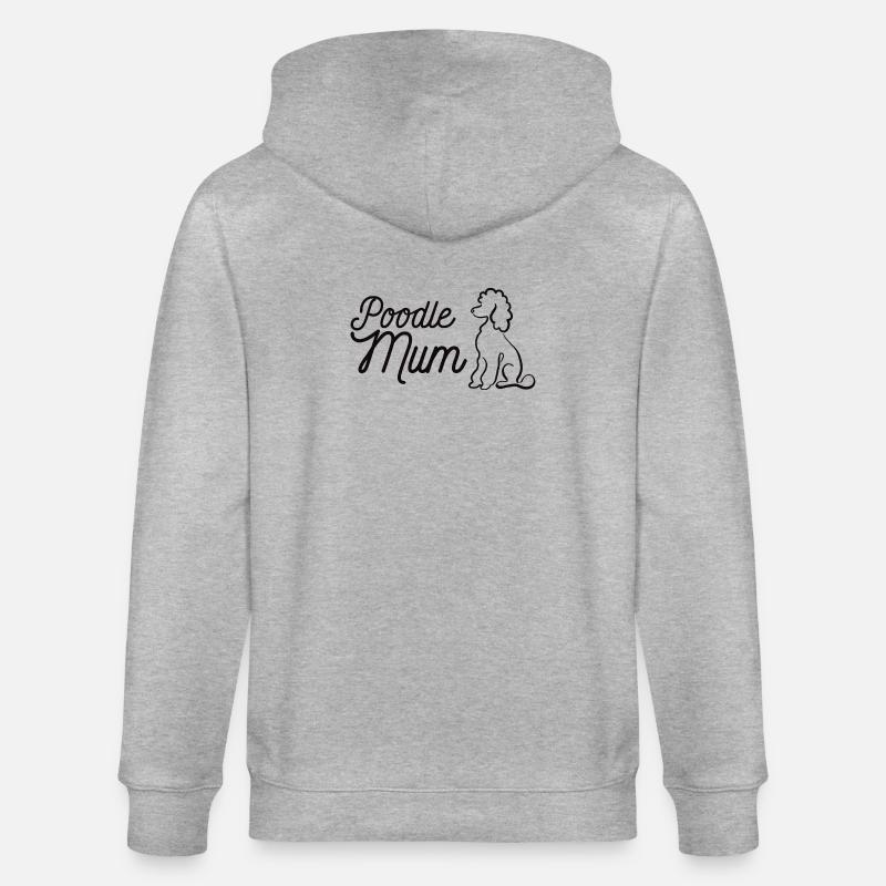 Pudel Mum Silhouette & Script - Stanley/Stella Unisex Bio-Kapuzenjacke CULTIVATOR - Grau meliert