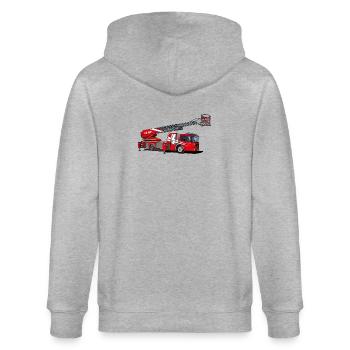 Feuerwehr mit Leiter - Stanley/Stella Unisex Bio-Kapuzenjacke CULTIVATOR  - Grau meliert - Hinten - Luana (180cm)