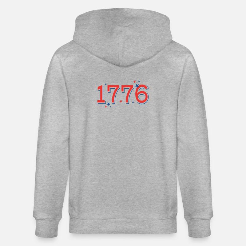 Rot-BlauSterneCelebrationDesign - Stanley/Stella Unisex Bio-Kapuzenjacke CULTIVATOR  - Grau meliert