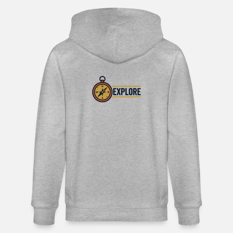 Explore Compass Discover Text - Stanley/Stella CULTIVATOR  Unisex Organic Hooded Jacket - heather grey